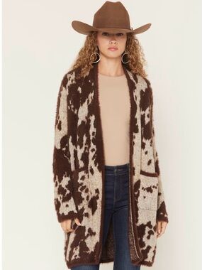 Cow Print Knit open Cardigan by Shyanne!